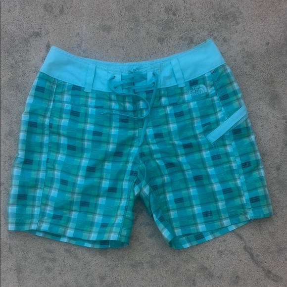 The Northface Women's Green Plaid Boardshort Swim Short Size 4 - Picture 1 of 10